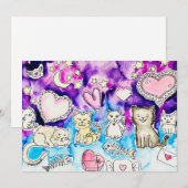 Kitty Valentine Einladung (Vorne/Hinten)