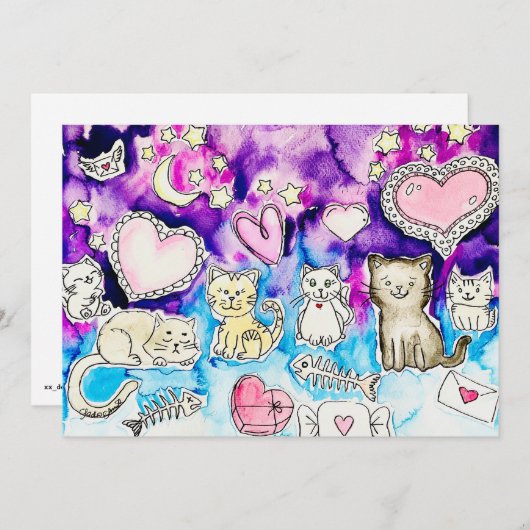 Kitty Valentine Feiertagskarte (Vorne/Hinten)