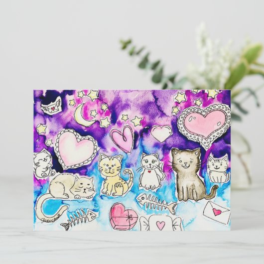 Kitty Valentine Feiertagskarte (Stehend Vorderseite)