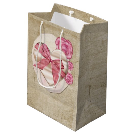 Kitty Valentine Viktorianisch Mixed Media MEDIUM Mittlere Geschenktüte (Rückseite Schrägansicht)