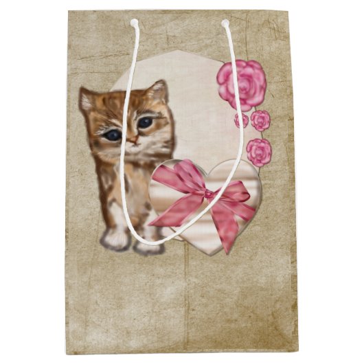 Kitty Valentine Viktorianisch Mixed Media MEDIUM Mittlere Geschenktüte (Vorderseite)