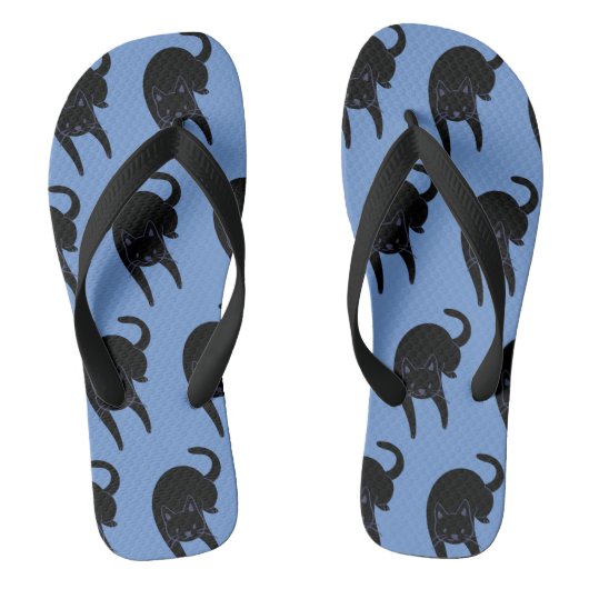Kitty Voices Black Cat Pattern Blau Badesandalen (Fußbett)