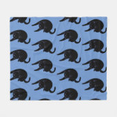 Kitty Voices Black Cat Pattern Blau Fleece Decke (Vorderseite (Horizontal))