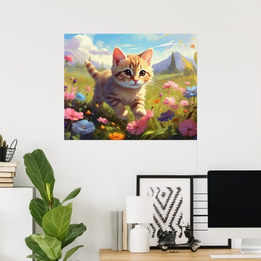 *~* Kitty Walking Blume 5:4 Kätzchen AP68 Poster (Heimbüro)