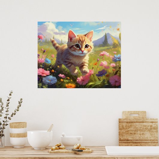 *~* Kitty Walking Blume 5:4 Kätzchen AP68 Poster (Küche)