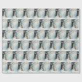 Kitty Watching Schneeflocken Geschenkpapier (Flach)