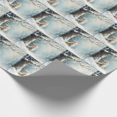 Kitty Watching Schneeflocken Geschenkpapier (Ecke)