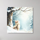 Kitty Watching Schneeflocken Leinwanddruck (Vorderseite)