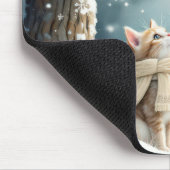 Kitty Watching Schneeflocken Mousepad (Ecke)