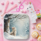 Kitty Watching Schneeflocken Pappteller (Party)