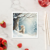 Kitty Watching Schneeflocken Serviette (Beispiel)