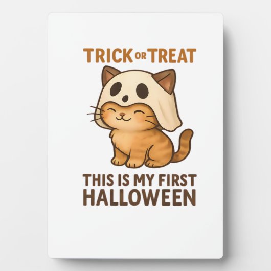 kitty wearing a mask ready for his first Halloween Fotoplatte (Vorderseite)