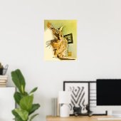 Kitty Whiskers Herznose Wasserfarbe Poster (Heimbüro)