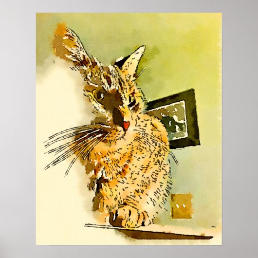 Kitty Whiskers Herznose Wasserfarbe Poster (Vorne)