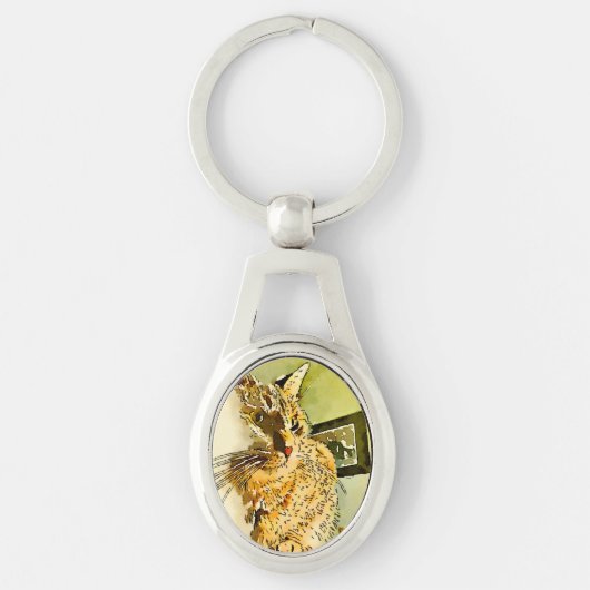 Kitty Whiskers Herznose Wasserfarbe Schlüsselanhänger (Vorderseite)