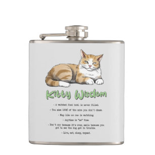 Kitty Wisdom - Funny Cat Rules with a Brown Cat Flachmann