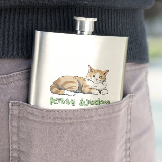 Kitty Wisdom - Funny Cat Rules with a Brown Cat Flachmann (Beispiel)