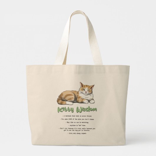 Kitty Wisdom - Funny Cat Rules with a Brown Cat Jumbo Stoffbeutel (Rückseite)