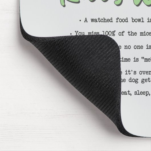 Kitty Wisdom - Funny Cat Rules with a Brown Cat Mousepad (Ecke)