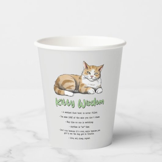 Kitty Wisdom - Funny Cat Rules with a Brown Cat Pappbecher (Vorderseite)