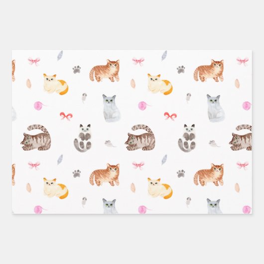 Kitty Wrapping Paper, Cat Gift Wrap Geschenkpapier Set (Vorderseite 2)