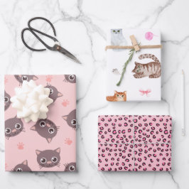 Kitty Wrapping Paper, Cat Gift Wrap Geschenkpapier Set