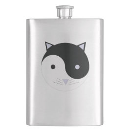 Kitty Yin Yang Meditation Design Schwarz, Weiß Flachmann