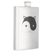 Kitty Yin Yang Meditation Design Schwarz, Weiß Flachmann (Rechts)