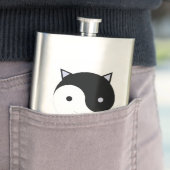 Kitty Yin Yang Meditation Design Schwarz, Weiß Flachmann (Beispiel)