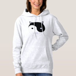 Kitty Yin Yang Meditation Design Schwarz, Weiß Hoodie