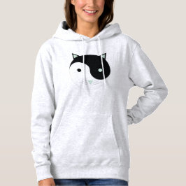 Kitty Yin Yang mit Minze Green , Black und White Hoodie