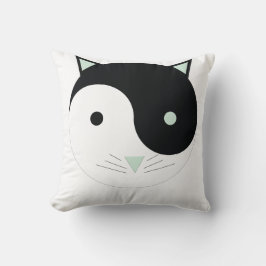 Kitty Yin Yang mit Minze Green , Black und White Kissen