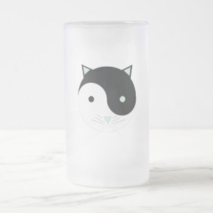 Kitty Yin Yang mit Minze Green , Black und White Mattglas Bierglas