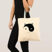 Kitty Yin Yang mit Minze Green , Black und White Tragetasche (Vorderseite (Produkt))