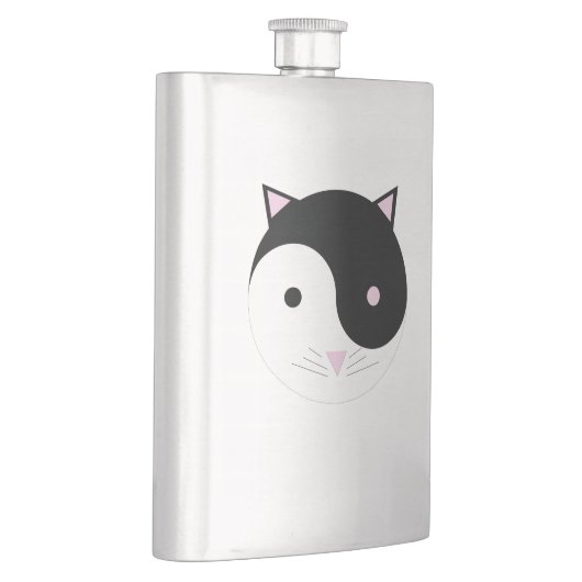 Kitty Yin Yang Pink Black and White Flachmann (Rechts)