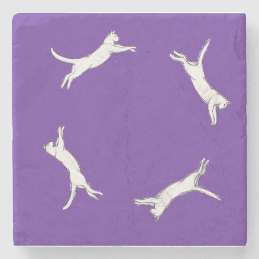Kittyrun lila Single Steinuntersetzer (Vorderseite)