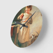 Kitty's Breakfast Runde Wanduhr (Winkel)