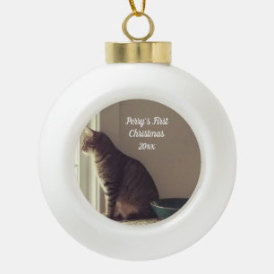 Kitty's erste Weihnachten Keramik Kugel-Ornament