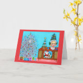 Kitty's First Christmas Tree Head Vase Santa Claus Karte (Gelbe Blume)