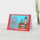 Kitty's First Christmas Tree Head Vase Santa Claus Karte (Vorderseite)