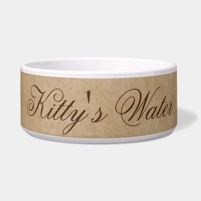 Kitty's Water | Brown Texture Cat Water Bowl Napf (Vorderseite)