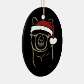Kitz-Alpaka mit Weihnachtsmannmütze Keramik Ornament (Rechts)