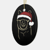 Kitz-Alpaka mit Weihnachtsmannmütze Keramik Ornament (Links)