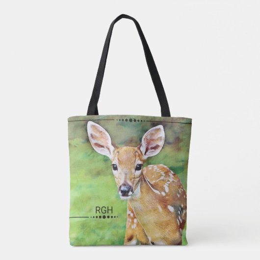 Kitz-Baby-Rotwild-Grafik-Monogramm Tasche (Rückseite)