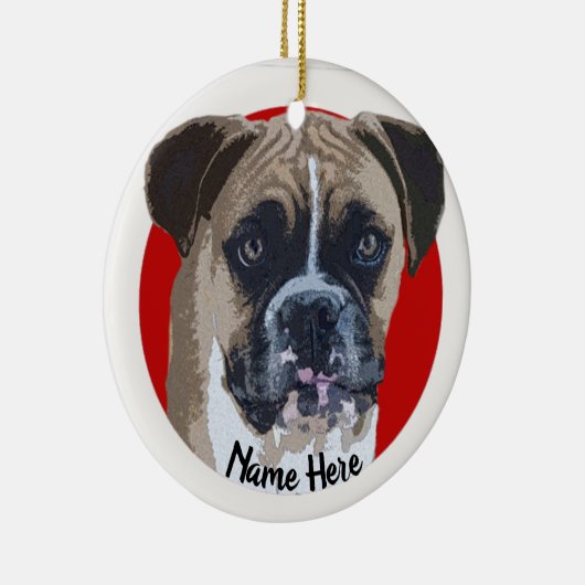 Kitz-Boxer-Hundeweihnachtsverzierung Keramik Ornament (Rechts)