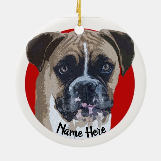 Kitz-Boxer-Hundeweihnachtsverzierung Keramik Ornament (Hinten)