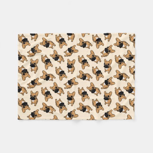 Kitz Frenchie Welpe Fleecedecke (Vorderseite (Horizontal))