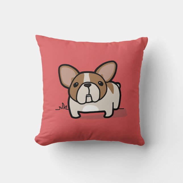 Kitz geschecktes Frenchie Kissen (Vorderseite)