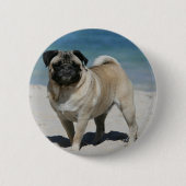 Kitz-Mops am Strand Button (Vorderseite)