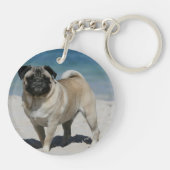 Kitz-Mops am Strand Schlüsselanhänger (Rückseite)